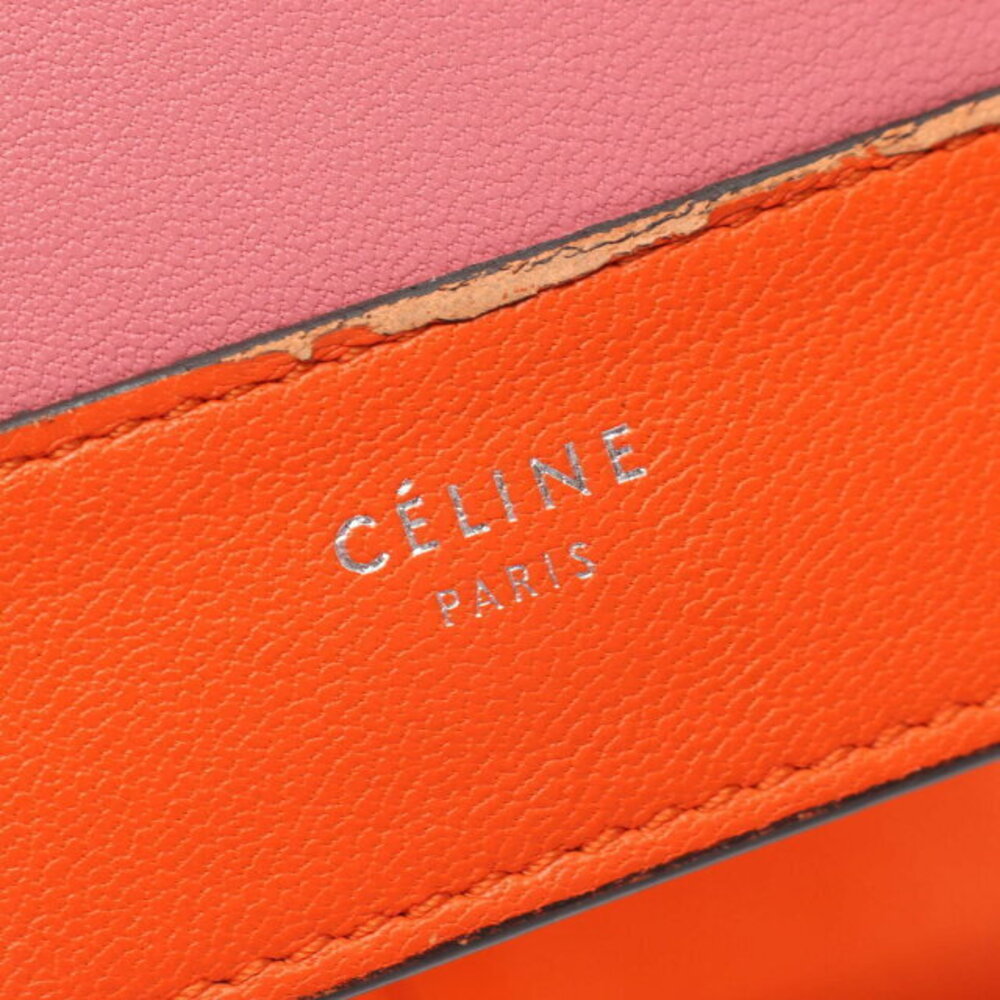 Celine Frame Tri Orange fold Wallet Leather Pink - Picture 4 of 10